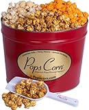 Gourmet Popcorn Gift Tin-Large 2 Gallon. Caramel, Cheese & Kettle Corn. Unique Gourmet Popcorn Thank