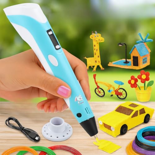 Storio 3D Pen with Adapter| 3D Pen for Kids| 3D Pen with 3 * 1.75MM PLA Filaments 10m Each| 3D Printing Pen | 3D Pen Set with PLA Filament Included - Ready to Create, Blue