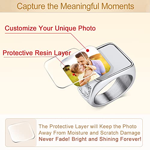 Custom4U Personalized Rings for Men,Photo & Name Engraved Sizes 11 - image 4