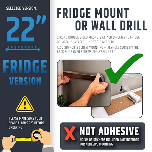 Image of 22 inch Premium Magnetic Knife Holder for Refrigerator (Double-Sided Heavy-Duty Magnets) - Upgraded Strip for Strong Fridge Mount - Clear Up Counter Space - 304 Anti-Rust Stainless Steel (Upgraded Design)