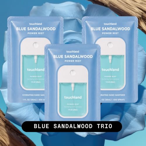 Image of Touchland Blue Sandalwood Hydrating Hand Sanitizer Spray 3 Pack Travel Size