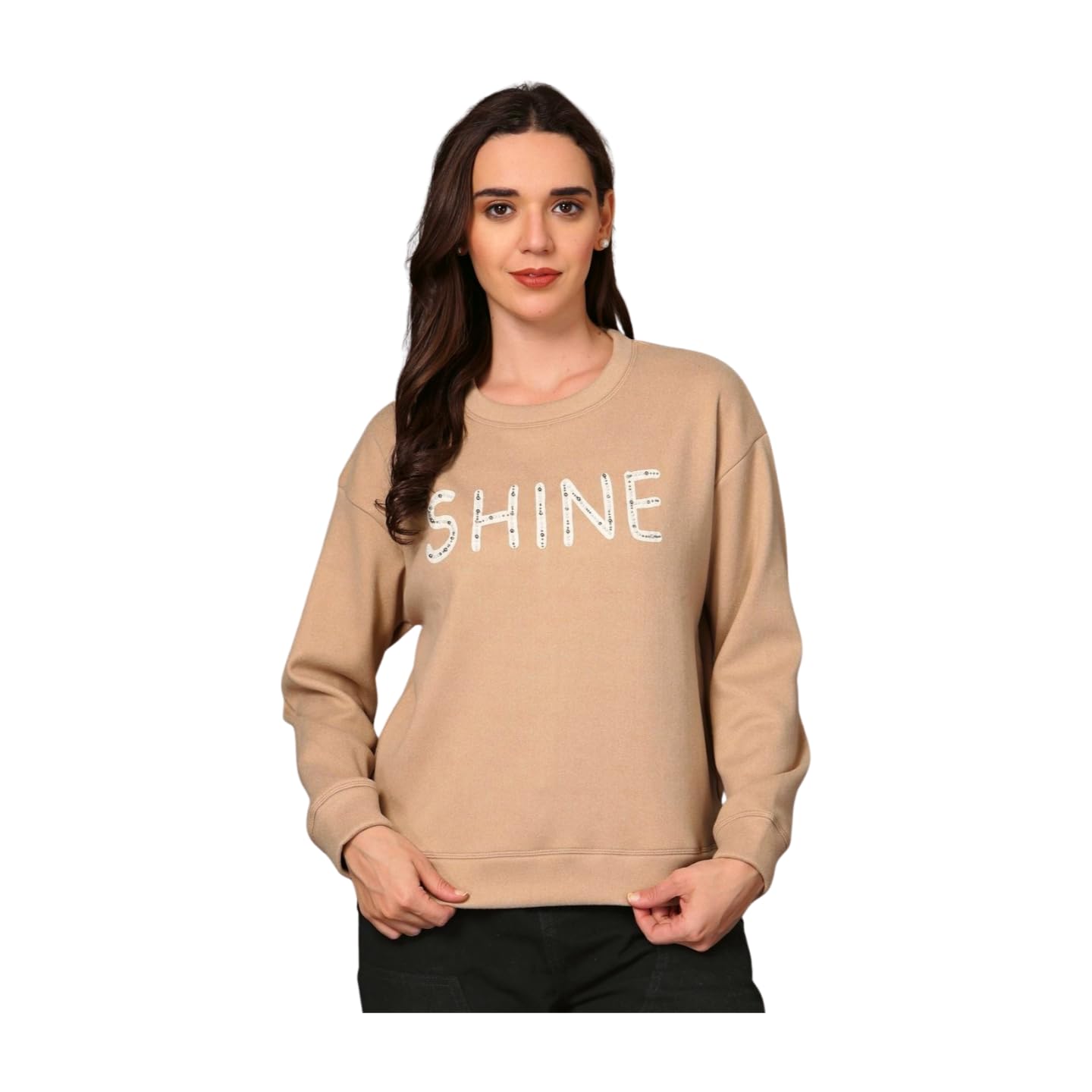 Women Typography Printed Round Neck Pullover Sweatshirt-picture-25