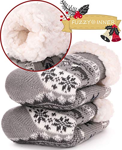 Image of MOGGEI Girls Slipper Fuzzy Socks Kids Boys Fluffy Fleece Lined Warm Plush Sherpa Winter Child Home Socks