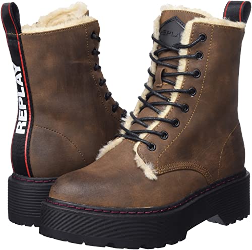 Bottes mi-mollet Replay Doc en cuir huilé de qualité supérieure
