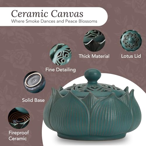 Image of Ekhasa Ceramic Dhoop Dani Loban Burner Holder Stand for Home | Dhup Kapoor Dani for Puja | Sambrani Dhoop Holder | Dhuni Burner Samrani Dhoop Batti Stand for Pooja | Dhup Stand Incense Oud Burner