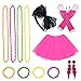 80s Jahre Kostüme für Frauen Mädchen Erwachsene, Frauen Kleider Partyzubehör Neon mit Tutu Röcke Blitz Ohrringe Stirnband Fischnetz Handschuhe Halskette Perlen Partykostüm Set
