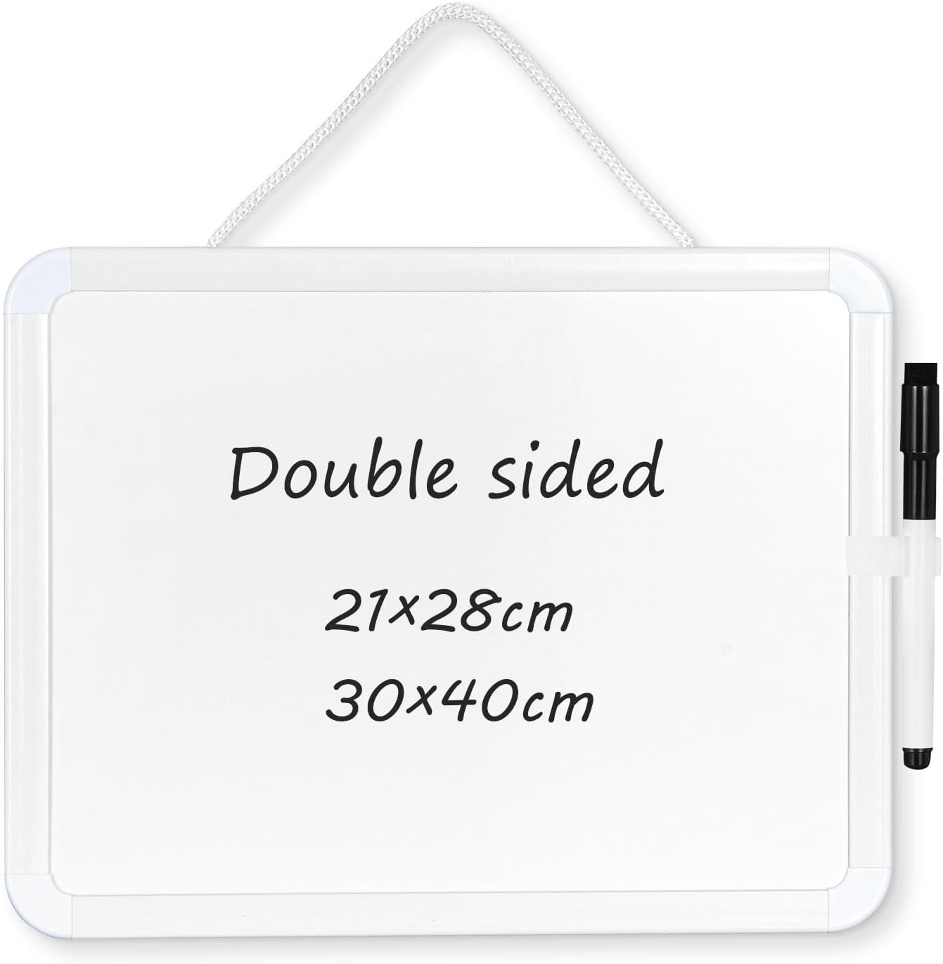 DOLLAR BOSS Small Whiteboard A4 White Board Double Sides Magnetic Dry Erase Board, 21 28cm Portable Mini Whiteboard Dry Wipe Board for Wall, Fridge & Door Hanging Sticking Desk Whiteboard