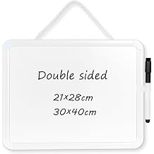 DOLLAR BOSS Small Whiteboard A3 White Board Double Sides Magnetic Dry Erase Board, 30 x 40cm Portable Mini Whiteboard Dry Wipe Board for Wall, Fridge & Door Hanging Sticking Desk Whiteboard