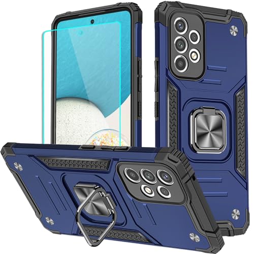 Coque Samsung A53 5G antichoc militaire avec protège-écran et béquille rotative bleu