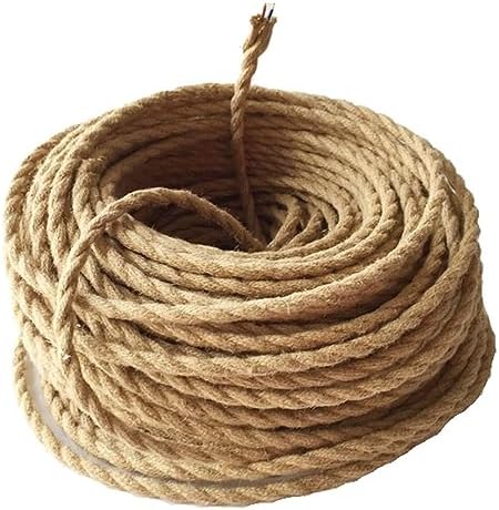 Câble Électrique Tissé Lin Vintage 10m - 2 Conducteurs 0.75mm², Pour Lustre Rétro & DIY