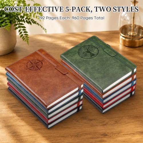 Image of 5 Pack College Ruled Notebook Bulk, A5, 192 Pages Journal Set, Tree of Life