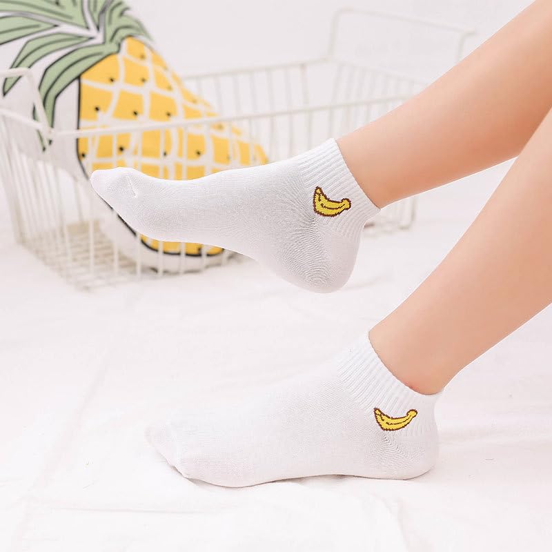 Image of Fruit Embroidered Ankle Socks Cute No Show Socks for Women, Ladies, Girls