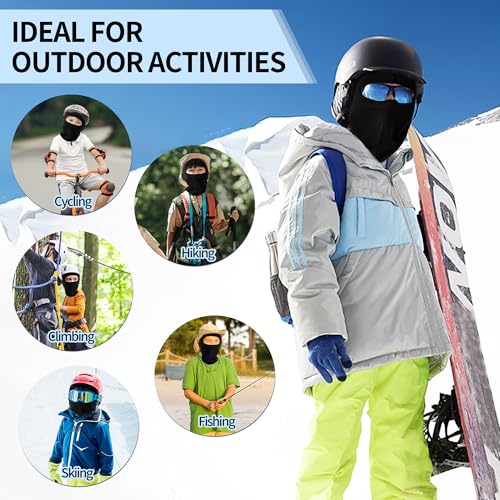 Image of Pukavt Kids Ski Balaclava Mask for Boys and Girls, UV Protection Windproof Scarf for Winter Snowboard Cycling Gray