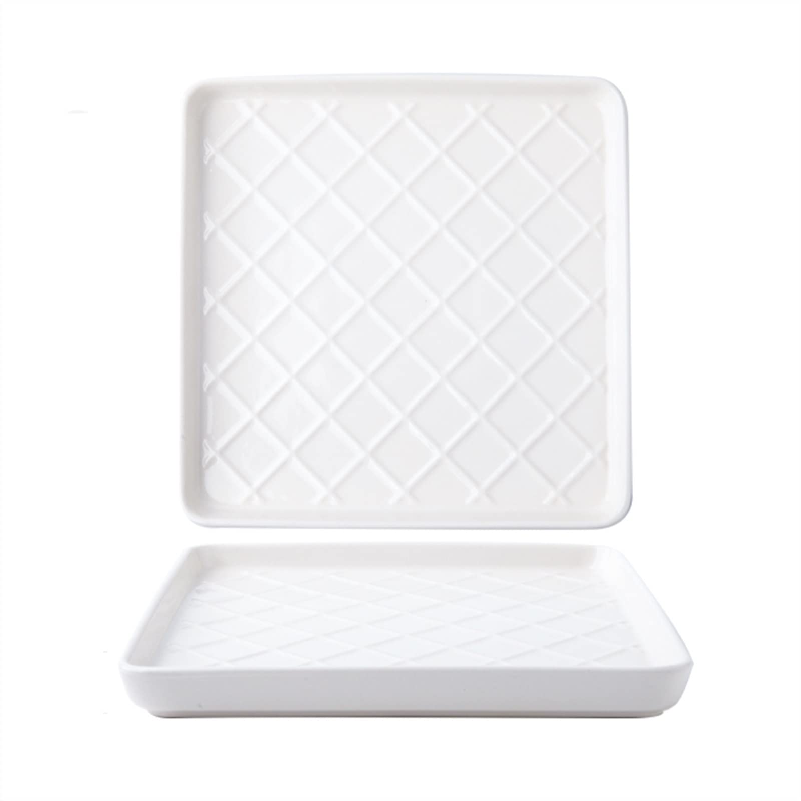 HPTHLY Plate Square Dining Plate Ceramic Dessert Plate Salad Plate Dining Plate Home Kitchen Restaurant Flat Plate Plaid Vintage Dining Plate Dessert Plate (A)
