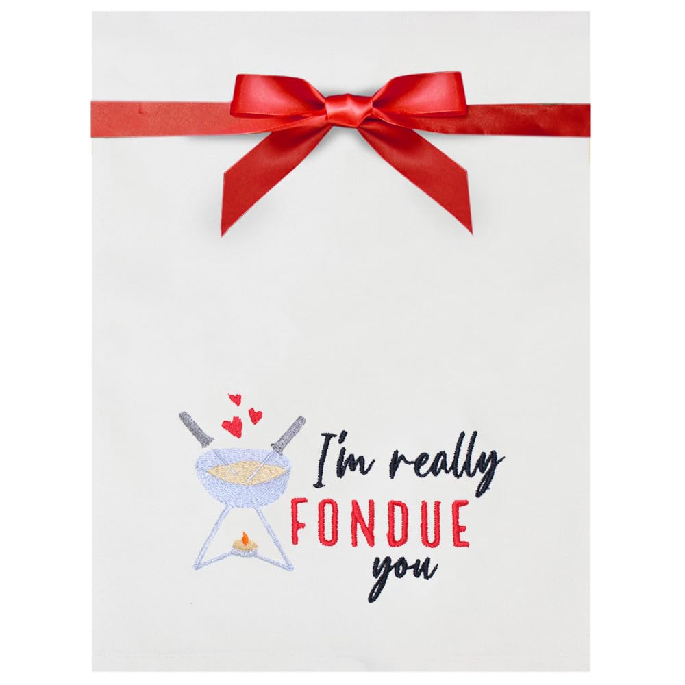 TeddyT's Funny Pun Cheese Lover Tea Towel Gift (I'm Really Fondue You) โ image 1