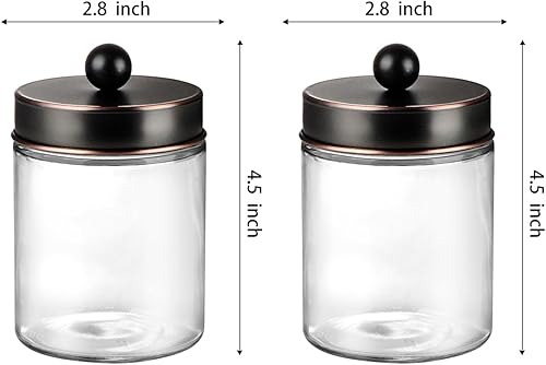 Miniatura 7 de Amolliar 4 Pcs Frascos de Boticario Organizador de Almacenamiento de Tocador de Baño - Recipiente de Encimera y Tapas de Acero Inoxidable y Lindas