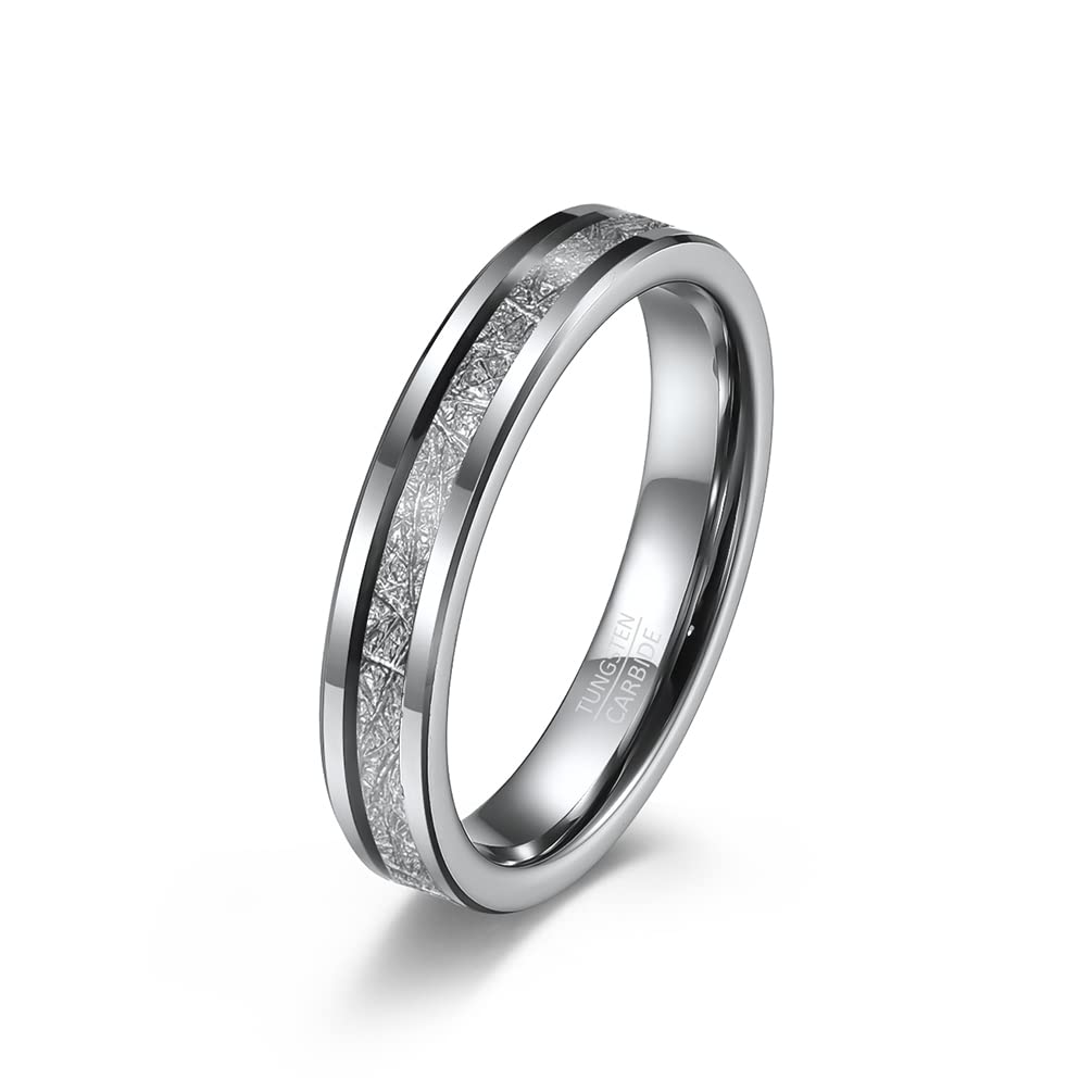 HIJONES Anello a Cupola da 4mm per Uomo Donna in Tungsteno con Meteorite Imitato Fede Nuziale di Fidanzamento Argento Taglia 12 HIJONES Anello a Cupola da 4mm per Uomo Donna in Tungsteno con Meteorite Imitato Fede Nuziale di Fidanzamento Argento Taglia 12