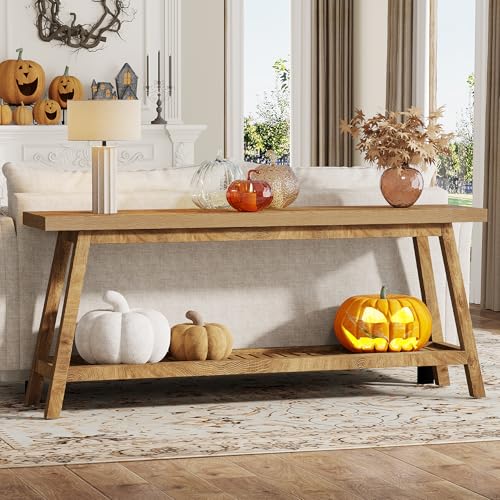 Tribesigns 70.86-Inch Console Table for Entyrway, Farmhouse 2-Tier Entry Entrance Table, Narrow Long Sofa Table Behind Couch, Light Brown - Image 8