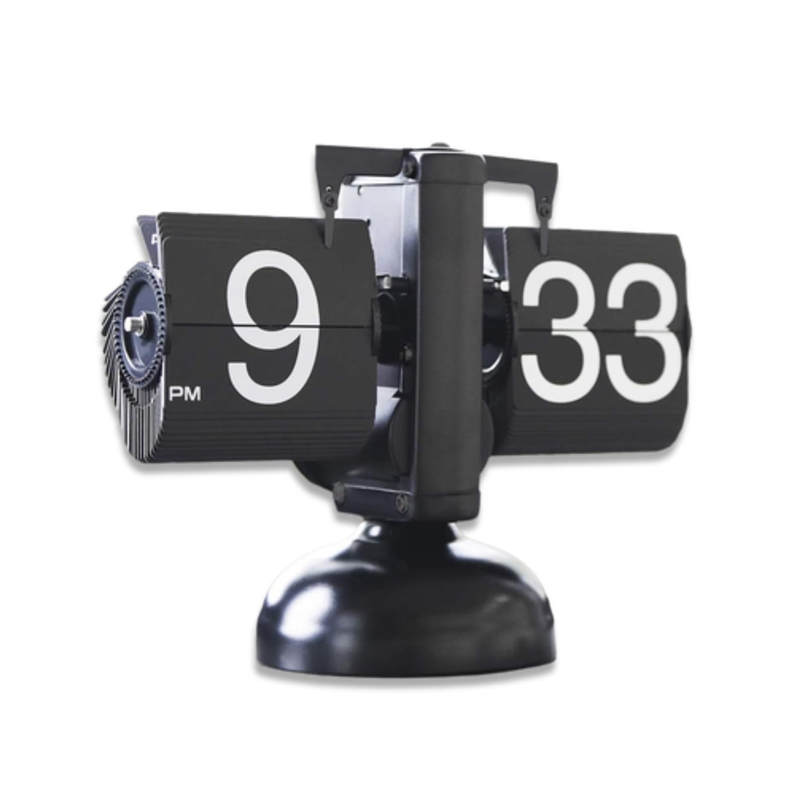 Cyrank Reloj Abatible Retro Mecánico Digital Moderno con Engranaje Interno Operado, Reloj Abatible Digital Retro Reloj De Escritorio Mecánico Silencioso Y Preciso Reloj para Mesita De Noche(Negro)