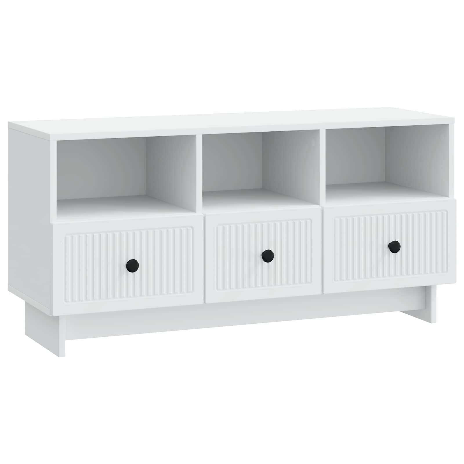Mobile TV in Legno Ingegnerizzato Bianco 102x34,5x50 cm | Pratico mobiletto per soggiorno con 3 cassetti spaziosi, ideale per organizzare decoder e console da gioco.