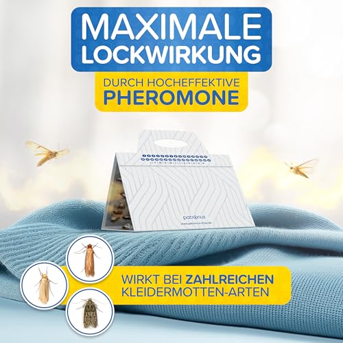 Patronus Kleidermottenfalle [10 Stück] - effektiver Mottenschutz für Kleiderschrank - Mottenfalle Kleidermotten mit maximaler Lockwirkung - Kleidermotten bekämpfen - Alternative zu Mottenpapier 3