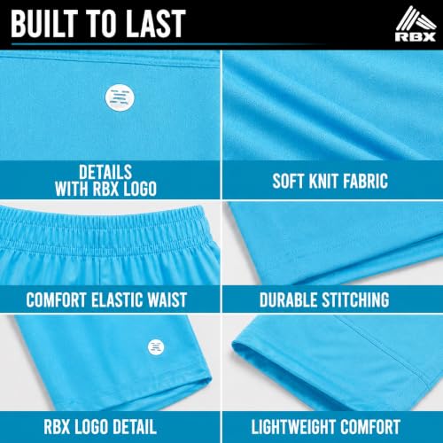 Image of RBX Boys Short Set - 2 Piece Active Performance Short Sleeve Athletic Shirt and Basketball Shorts with Elastic Waistband