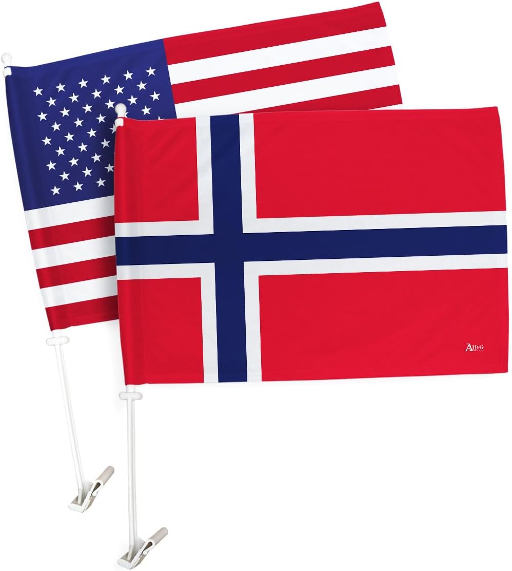 Norwegian Flag For Car American Flags Pack Bandera Para Carros De Norway Poster Banner Truck Auto Decorations For Window Clip Pole Accessories FIFA Game Football Soccer Sports Fans Gifts