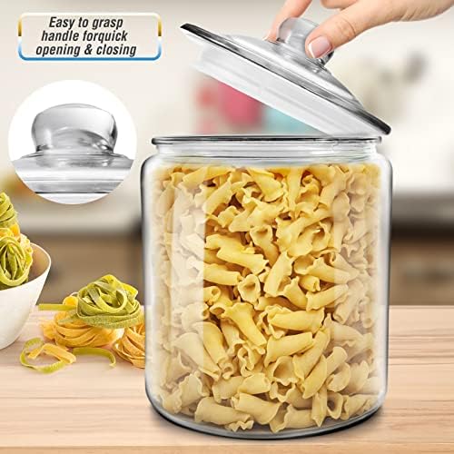 Myiosus Glass Storage Jars with Lids, 3.9L Wide Mouth Food Canisters Set of 2 - Airtight Clear Cookie Jar for Candy, Biscuit, Cereal, Flour, Coffee, Nuts