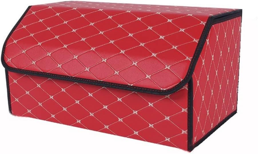 DPROT Leather Car Boot Organizers Storage Box, for Alfa Romeo Giulia Stelvio Folding Organiser Container Tidy Organization Accessories,Redstyle