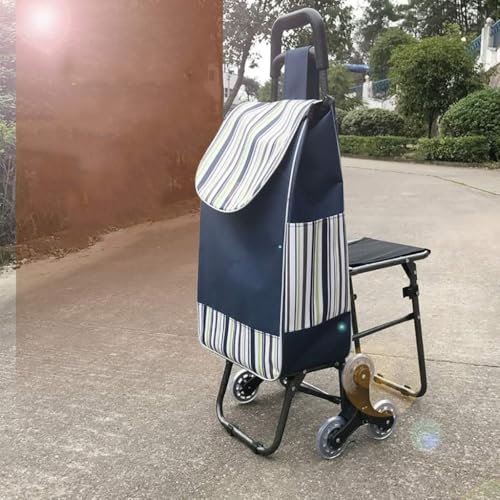 Carrito de compras portátil plegable con asiento y rueda triangular miniatura 2