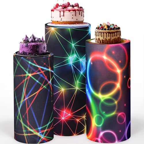 Amazon.com: Mindsoft Set of 3 Neon Set of 3 Spandex Cylinder Stand ...