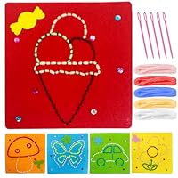 5-Piece Kids Sewing Kit Ages 8-12, Felt Craft Set with Mushroom, Flower, Ice Cream, Butterfly, Car Patterns, Fun DIY Sewing Kits for Kids, Childrens Sewing Kit for Creative Learning and Play