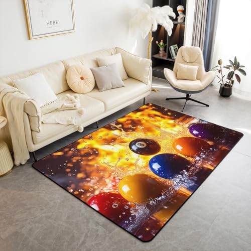 Erosebridal Black 8 Ball Area Rug 5x7 Billiard Balls Pool