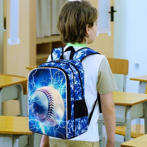 UFNDC 3PCS Boys Baseball Backpack, Kids Lightning School Bag with Lunch Box, 17" Water Resistant Bookbag for Teenagers Elementary Middle2