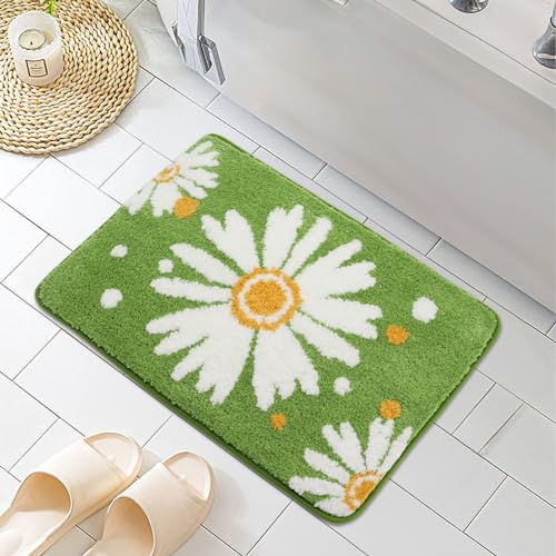 Ubaywey Kleine Daisy Badezimmerteppich Niedliche Gänseblümchen Badematte rutschfest Waschbar...