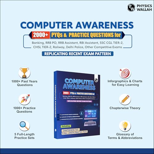Image of PW Computer Awareness (Theory and 2000+ PYQs & Practice Ques) For Banking, RRB PO, RRB Assistant, RBI Assistant, SSC CGL Tier 2, CHSL Tier 2, Railway, Delhi Police Exams 2025-2026 [Paperback] PW
