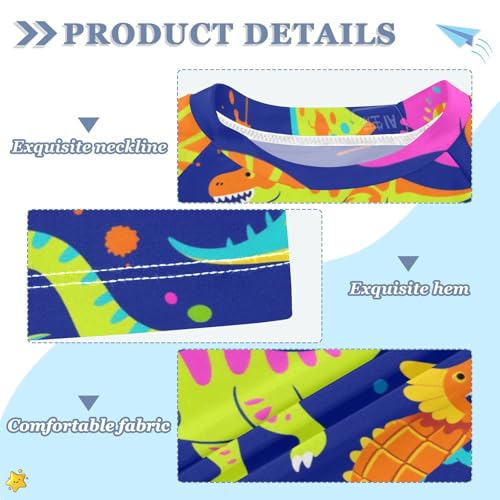 Roaring Dino Spot Dark Blue Fluorescent Green Short Sleeve Kids Bathing Suit Swimsuit Kids Girls Girls Swimsuit with Rashguard for 3-12 Years trajes de bano para ninas3