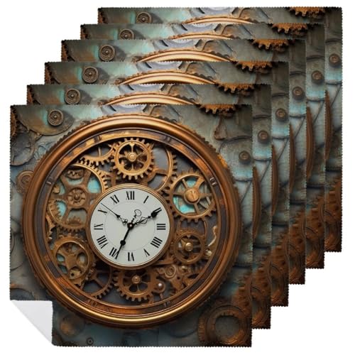 Servilletas de Tela con Diseño Steampunk 6 unidades miniatura 1