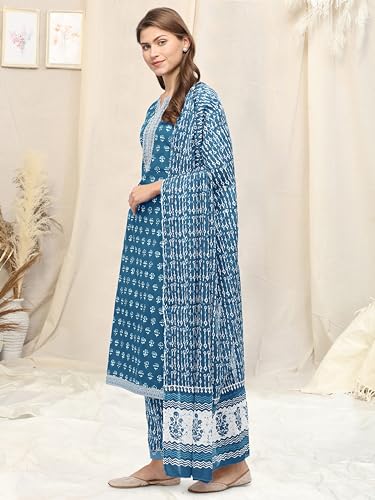 Image of MIRCHI FASHION Pure Cotton Straight Kurta Set with Dupatta | 3 Piece Ethnic Kurta Pant Set Office Wear Salwar Kurta Set for Women