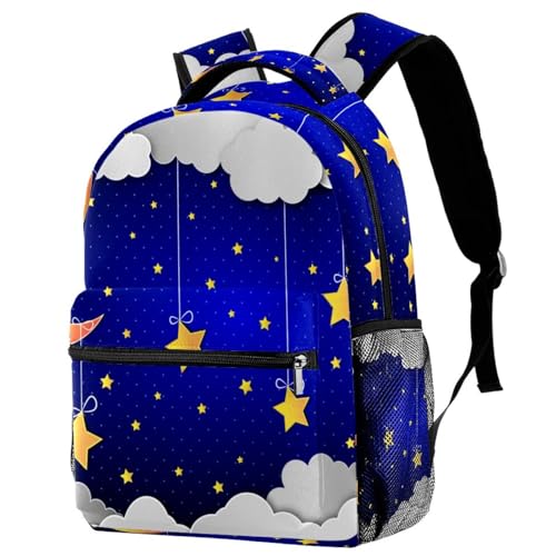 Sac à dos d'école lune et étoiles sac de voyage décontracté ados filles garçons