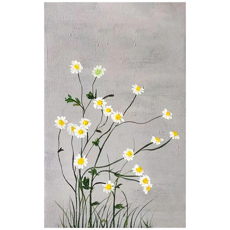 Toile peinte à la main fleurs sauvages blanches peinture à l'huile haut de gamme