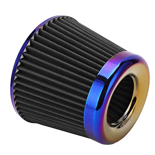 Aramox Car Intake Air Filter 3In 76Mm High Performance Washable Reusable Cone Universal Accessory Engine Air Filter(Black) #TOP3