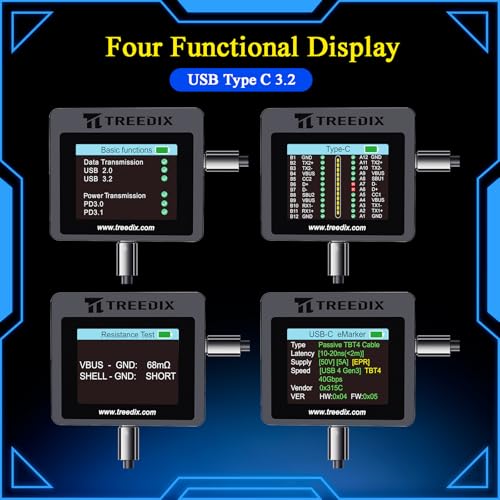usb cable tester with 2434 color screen for emarker reading pd 3031 detection resistor and continuity check compatible with lightning type-c micro-b 2030 and mini-b cables