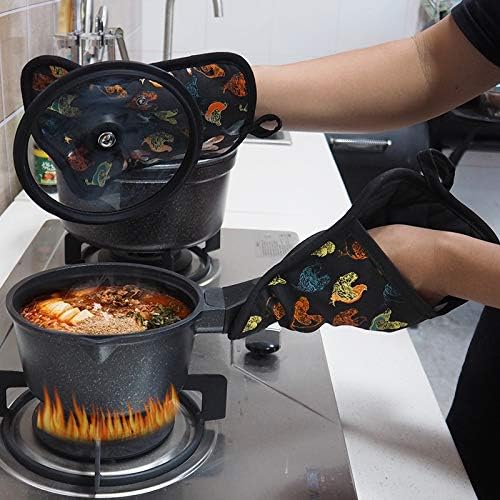Pot Holders Set of 2 Heat Resistant 480 ℉Non Slip Clear Silicone Printed Comfortable Cotton Lining Kitchen Women Men Cooking Baking Microwave Machine Washable (Rooster, Black Potholders) - Image 7