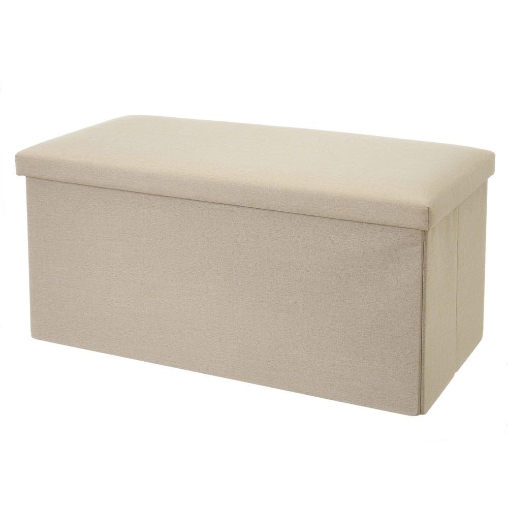 Pouf arçon pliable écru : le siège coffre idéal pour ranger le salon