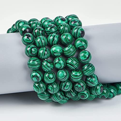 Image of 51pcs Natural Beads Round Malachite Gemstone Beads Loose Beads 8 MM || Feng Shui ||Reiki || Dana Firangi || Guardian Stone || दाना फिरंग रत्न