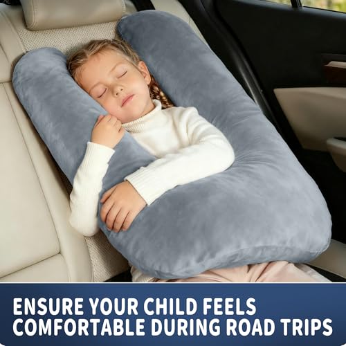 Image of 2PCS Travel Pillow,Car Pillow on Road Trip,Pink+Blue