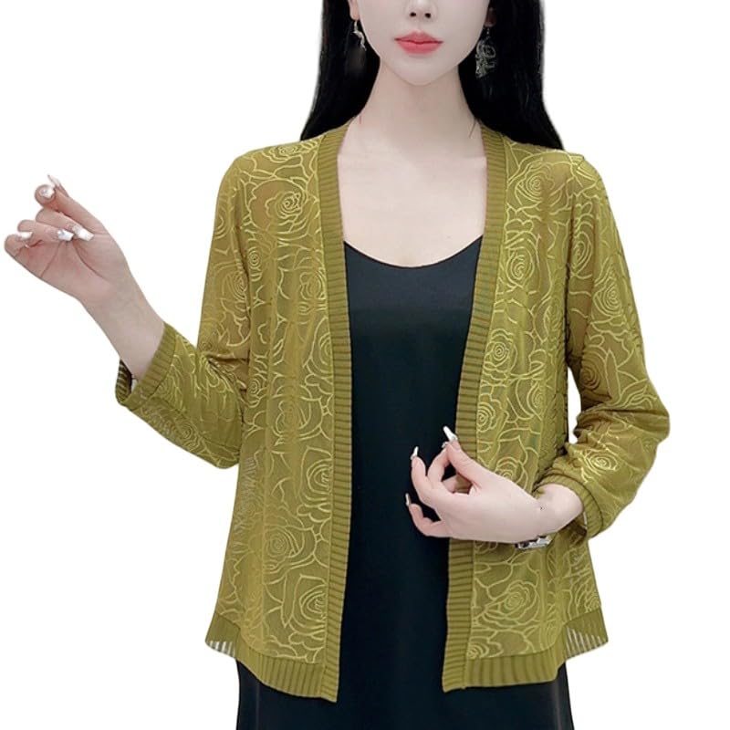 Bolero Mujer,Cárdigan De Punto De Jacquard para Mujer, Manga Larga, Frente Abierto, Ligero, para Verano, para Cubrirse, Bolero, Chaqueta para Ocasiones Especiales, para Vestidos De Noche, Informal,