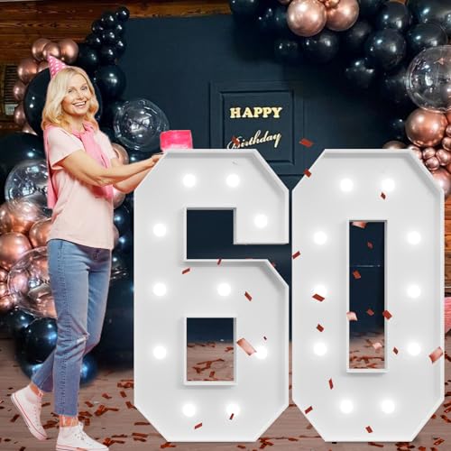Image of imprsv Marquee Numbers Large 60th-Birthday Decorations: 4ft Light Up Number