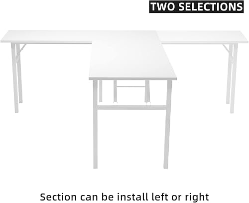 Miniatura 5 de DlandHome ND11 - Escritorio en forma de L, de esquina grande, plegable, ideal como mesa de computadora para oficina o casa (ND11)